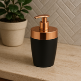 Dispenser Porta Sabonete Liquido Preto com Rose Gold 16cm